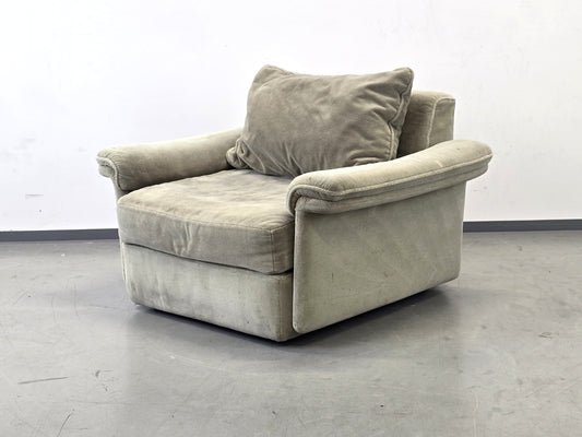 MUSTERRING SESSEL Vintage Sofa Modul Lounge Samt Retro 70er Jahre Beige Sand