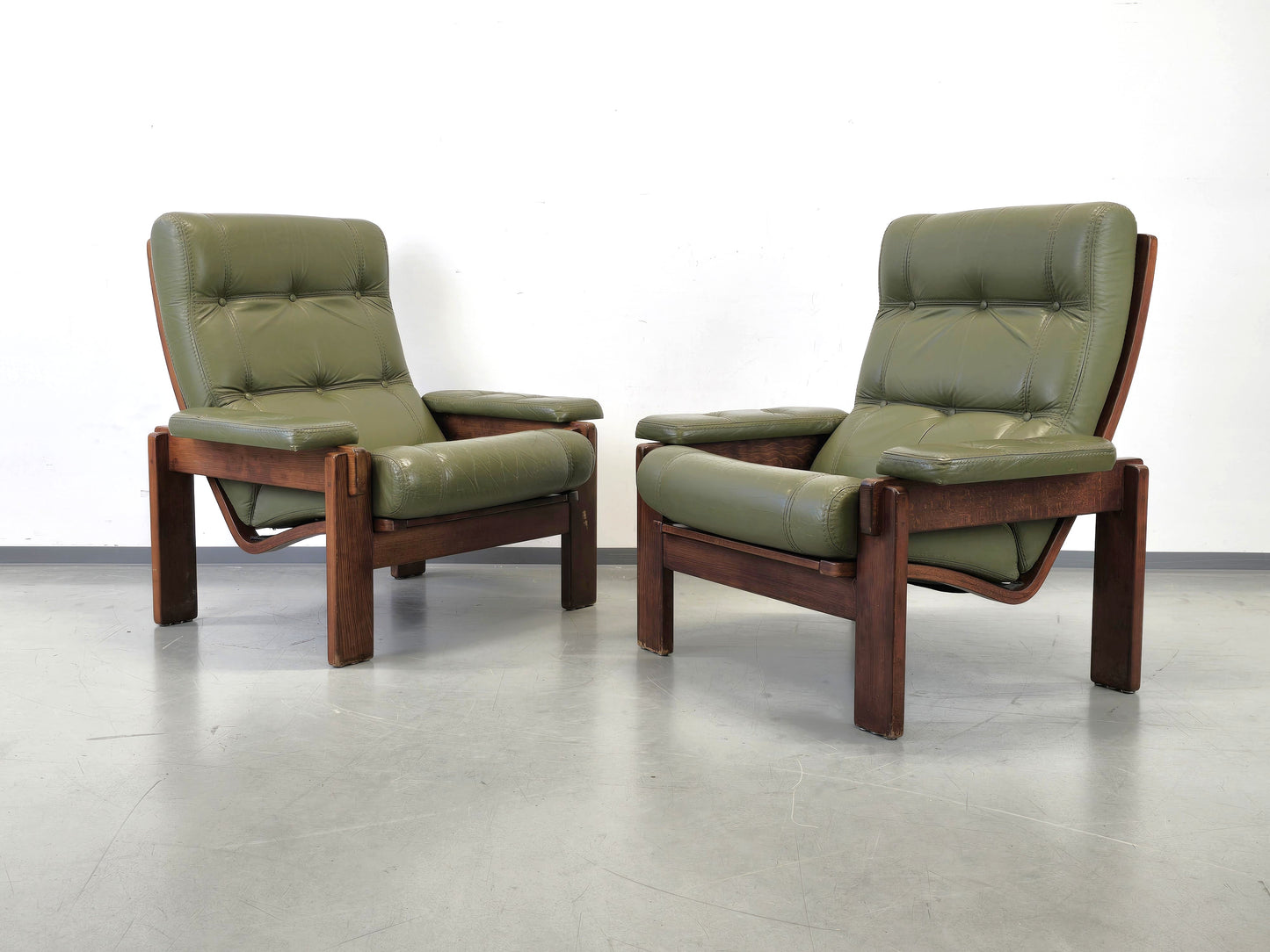 MID CENTURY SESSEL vintage danish Leder Grün Mid Dänisches Design Teak