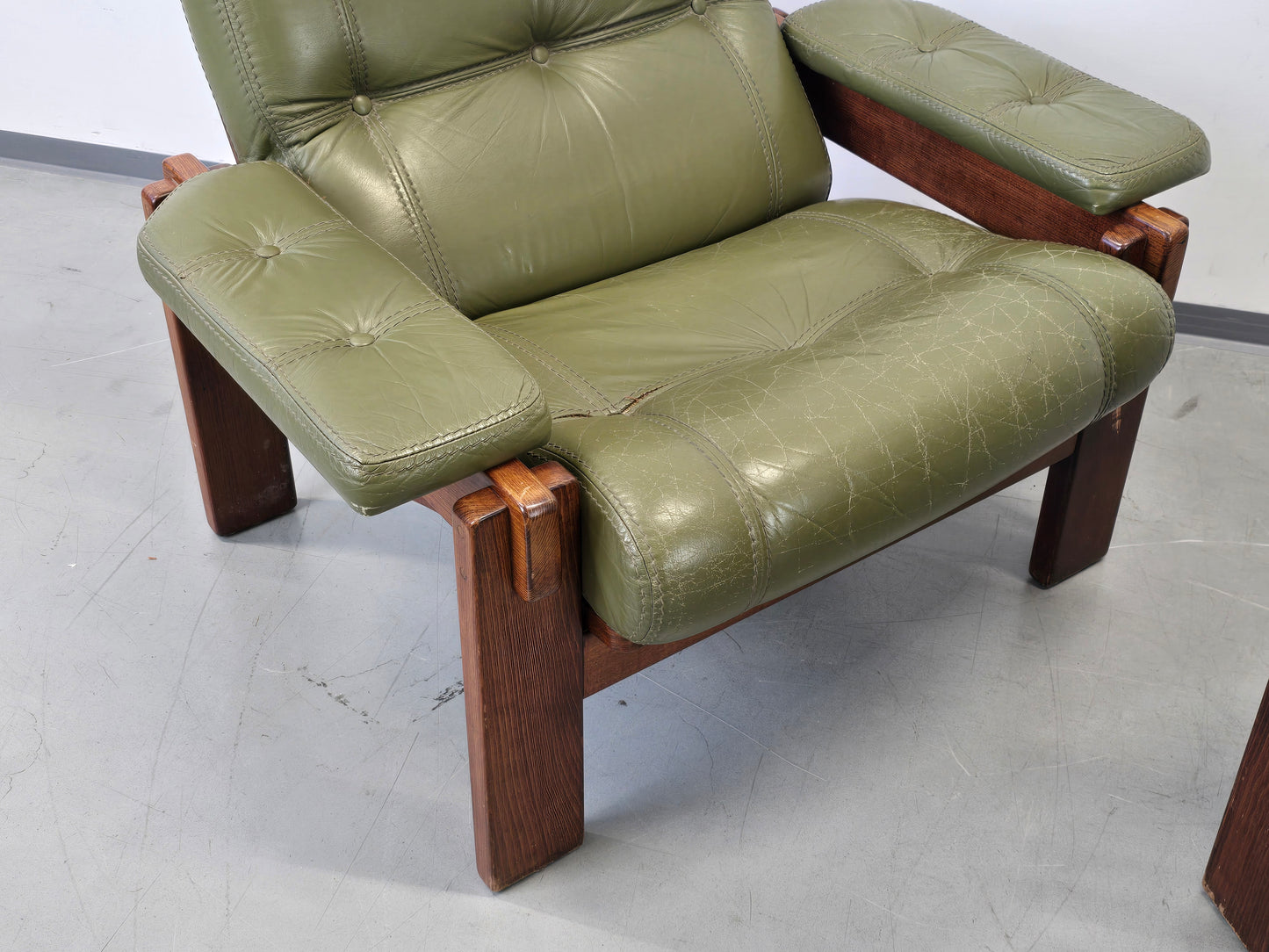 MID CENTURY SESSEL vintage danish Leder Grün Mid Dänisches Design Teak