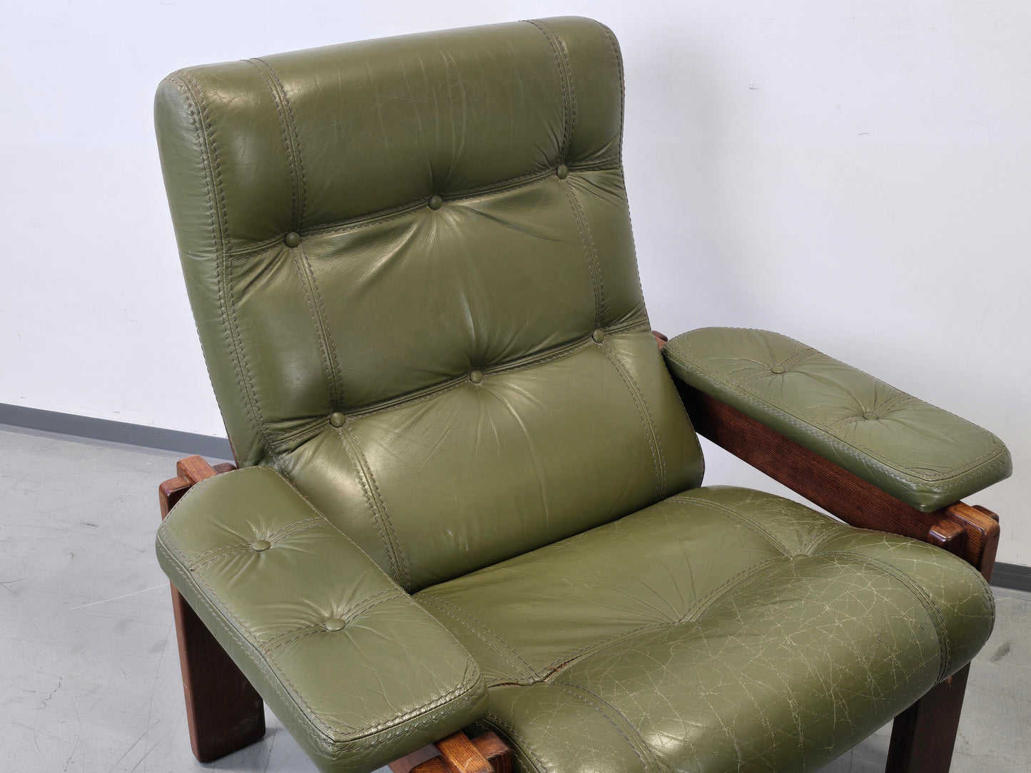 MID CENTURY SESSEL vintage danish Leder Grün Mid Dänisches Design Teak