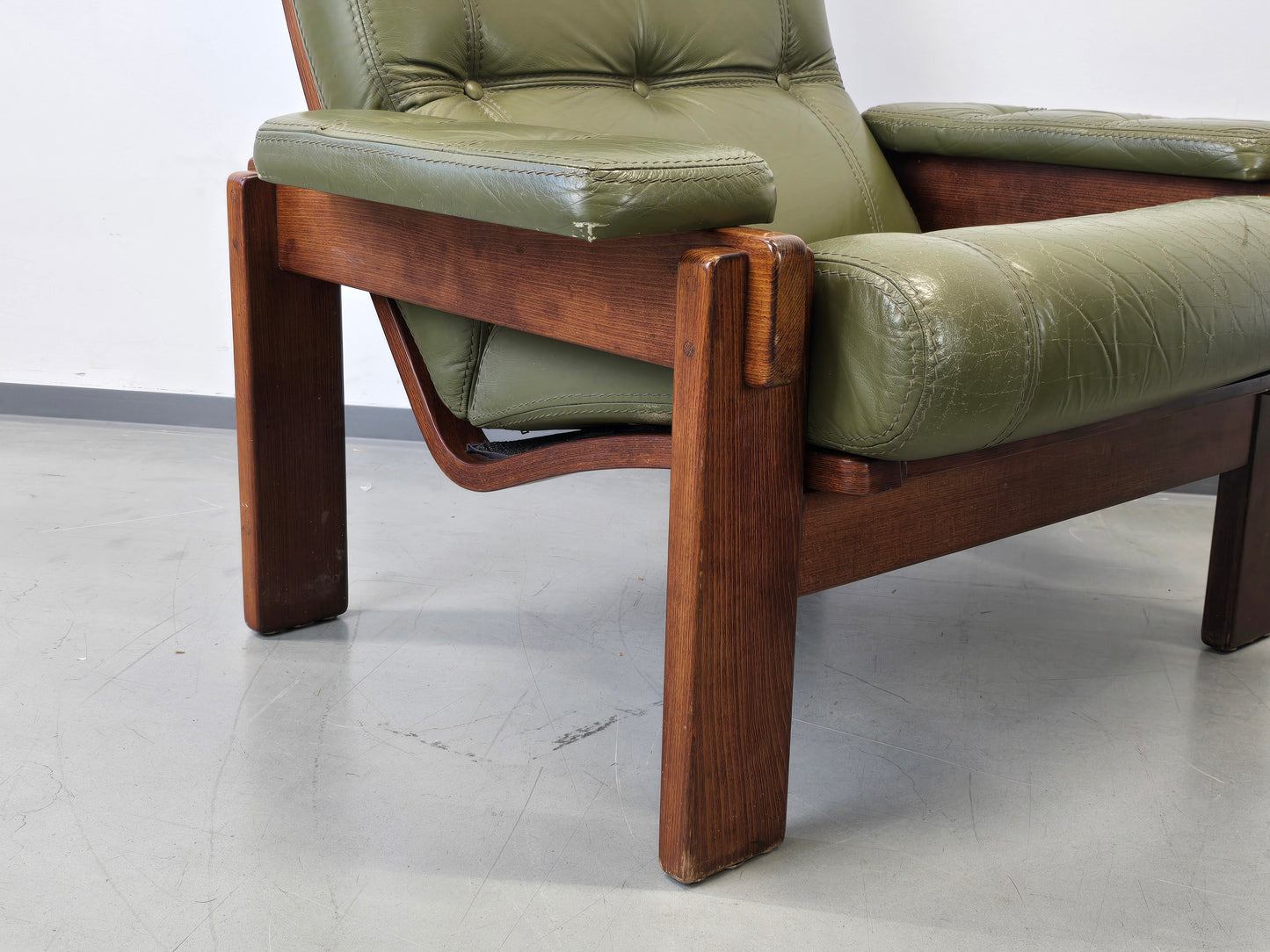 MID CENTURY SESSEL vintage danish Leder Grün Mid Dänisches Design Teak