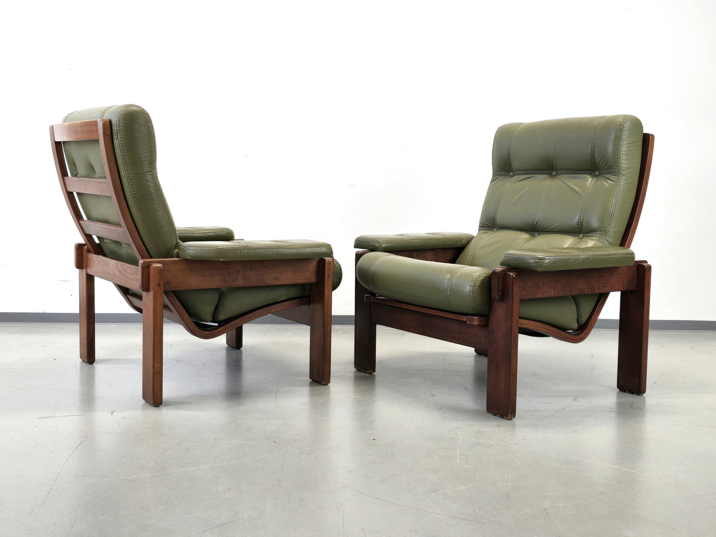 MID CENTURY SESSEL vintage danish Leder Grün Mid Dänisches Design Teak