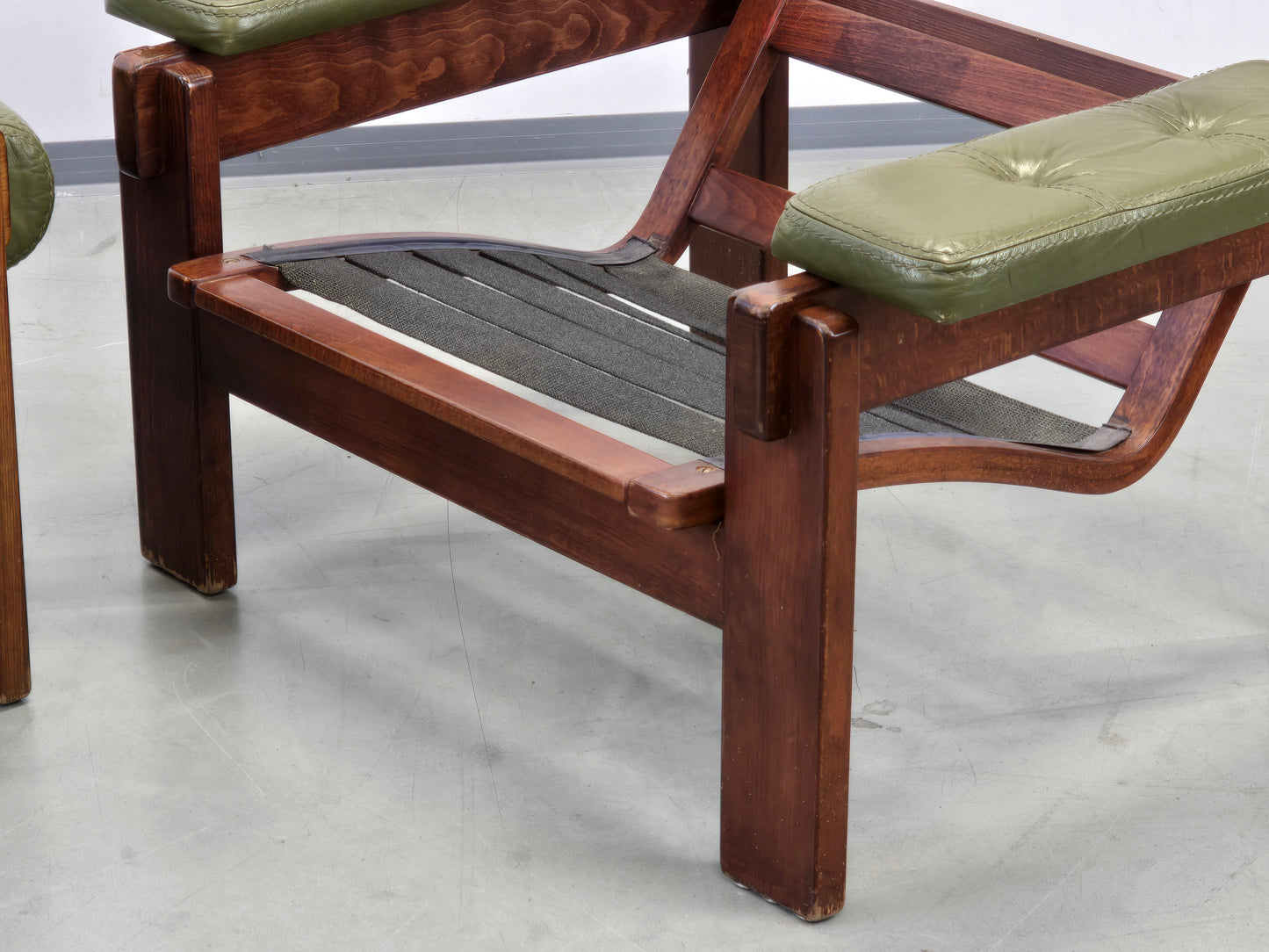 MID CENTURY SESSEL vintage danish Leder Grün Mid Dänisches Design Teak