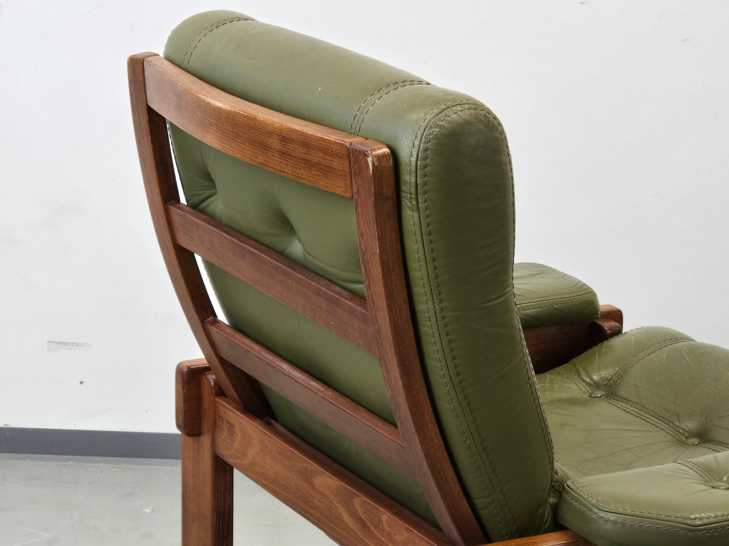 MID CENTURY SESSEL vintage danish Leder Grün Mid Dänisches Design Teak