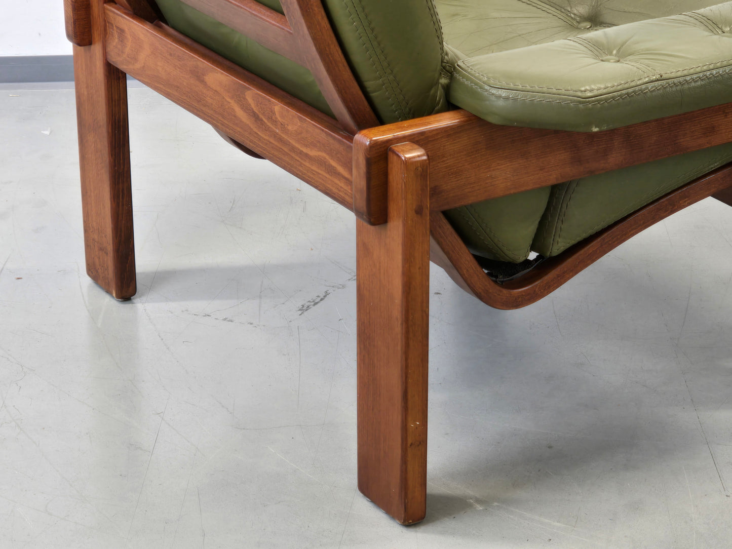 MID CENTURY SESSEL vintage danish Leder Grün Mid Dänisches Design Teak