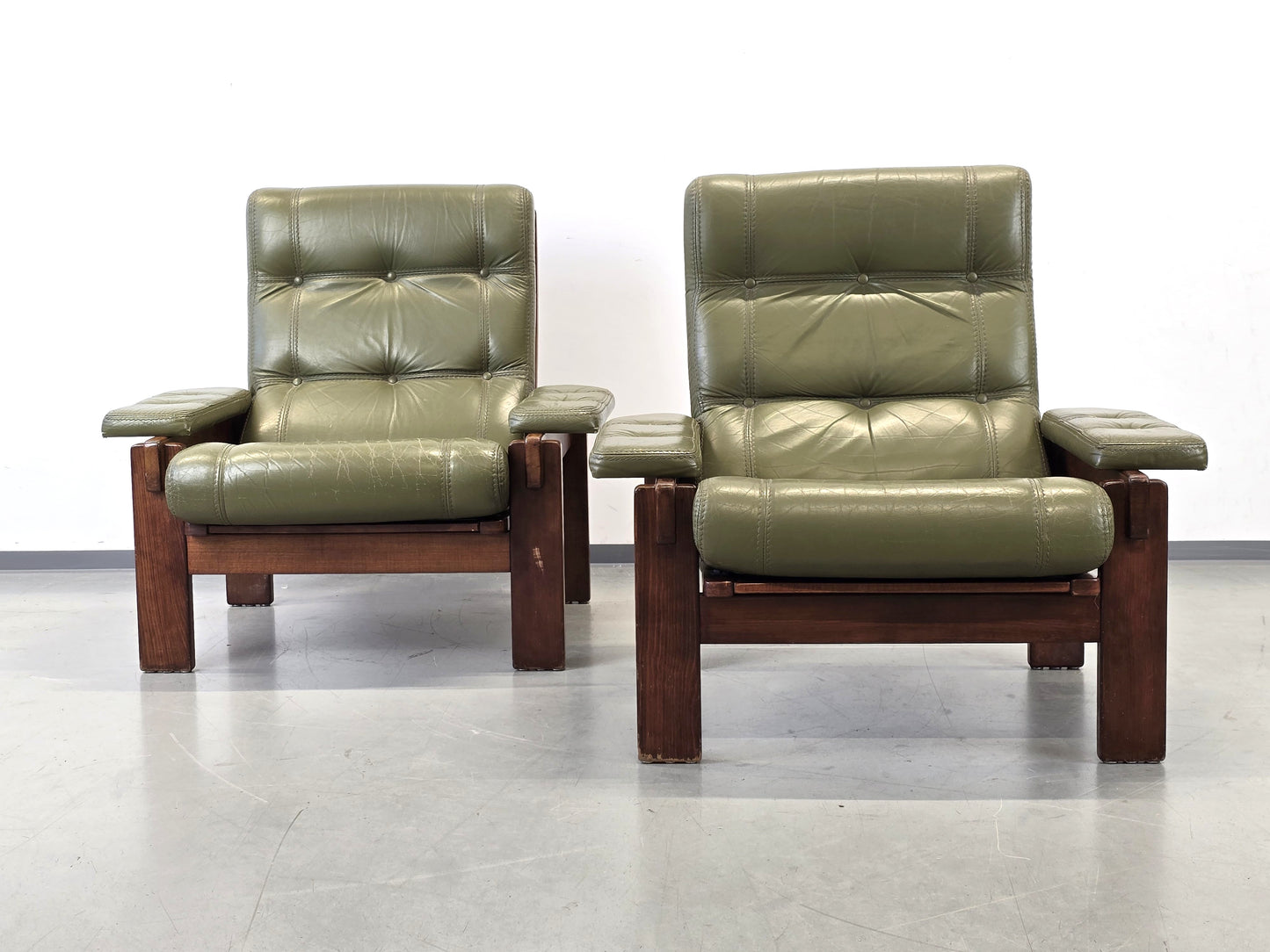 MID CENTURY SESSEL vintage danish Leder Grün Mid Dänisches Design Teak