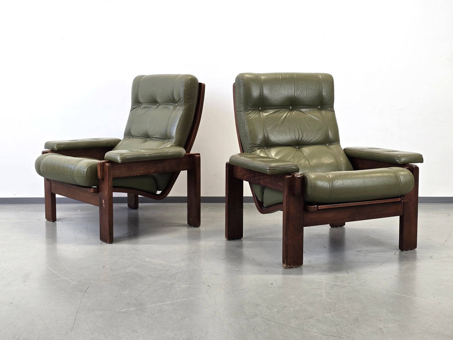 MID CENTURY SESSEL vintage danish Leder Grün Mid Dänisches Design Teak