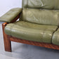 VINTAGE SOFA Leder Grün Mid Century Dänisches Design 3-Sitzer