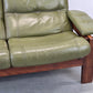 VINTAGE SOFA Leder Grün Mid Century Dänisches Design 3-Sitzer