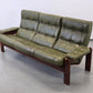 VINTAGE SOFA Leder Grün Mid Century Dänisches Design 3-Sitzer