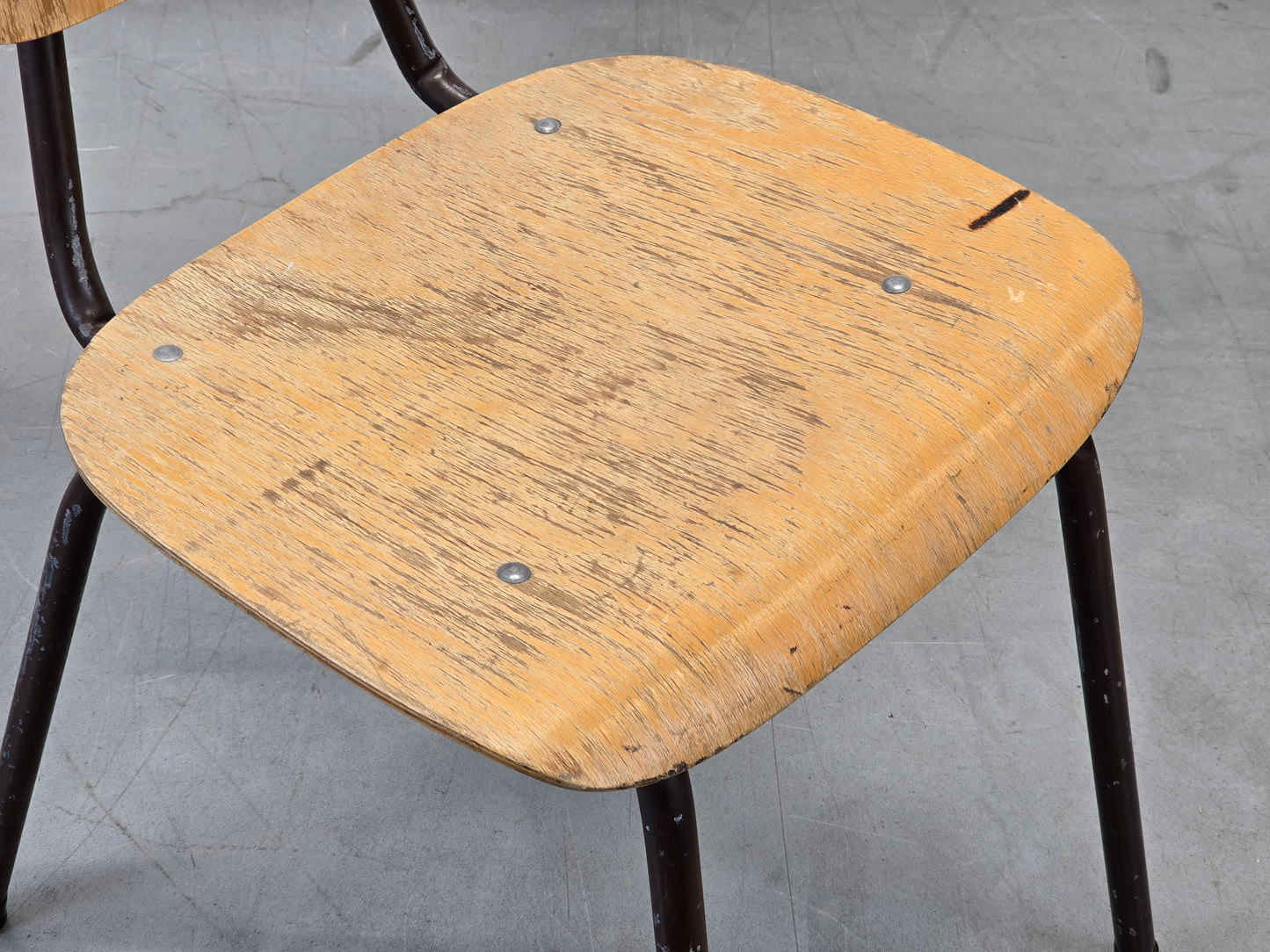 VINTAGE STUHL Industrie Design Loft Bauhaus Stapelstuhl Holz Metall 50er 60er