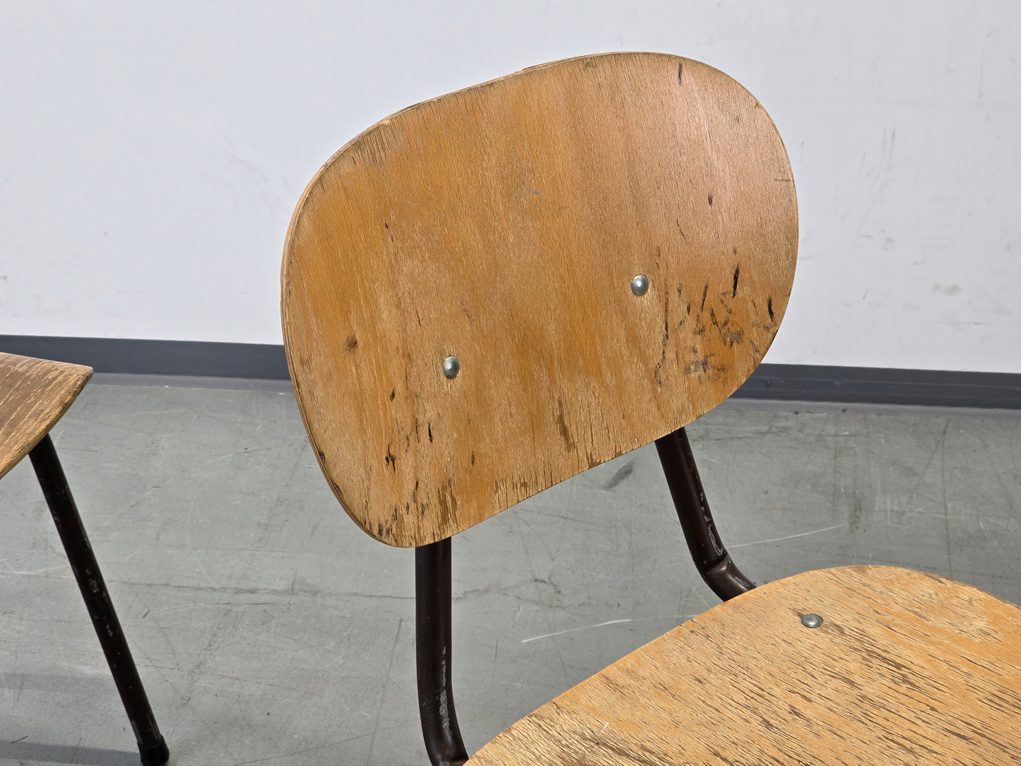 VINTAGE STUHL Industrie Design Loft Bauhaus Stapelstuhl Holz Metall 50er 60er