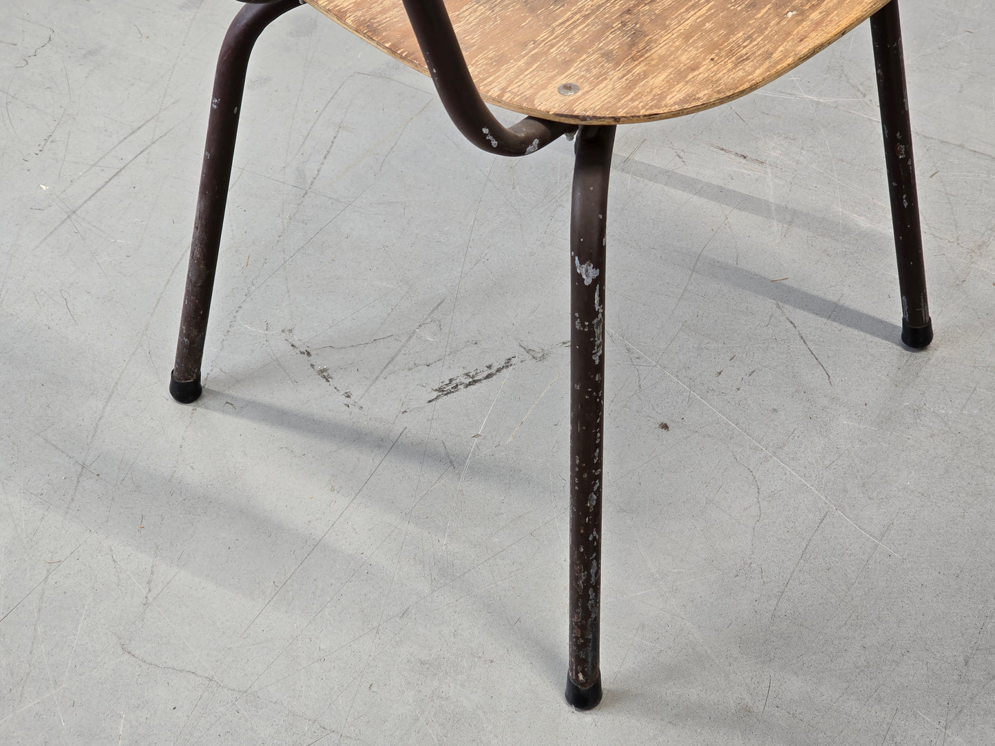 VINTAGE STUHL Industrie Design Loft Bauhaus Stapelstuhl Holz Metall 50er 60er