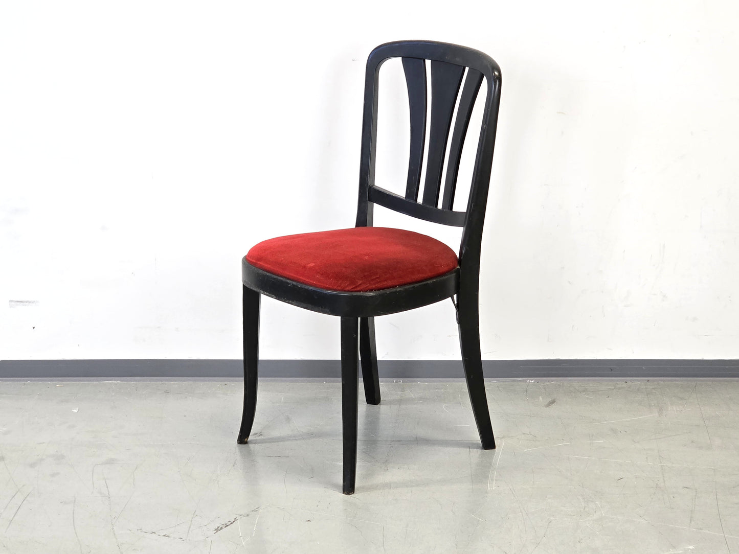 BISTRO STUHL Art Déco Vintage Schwarz Rot Samt Holzstuhl Esszimmer BN2