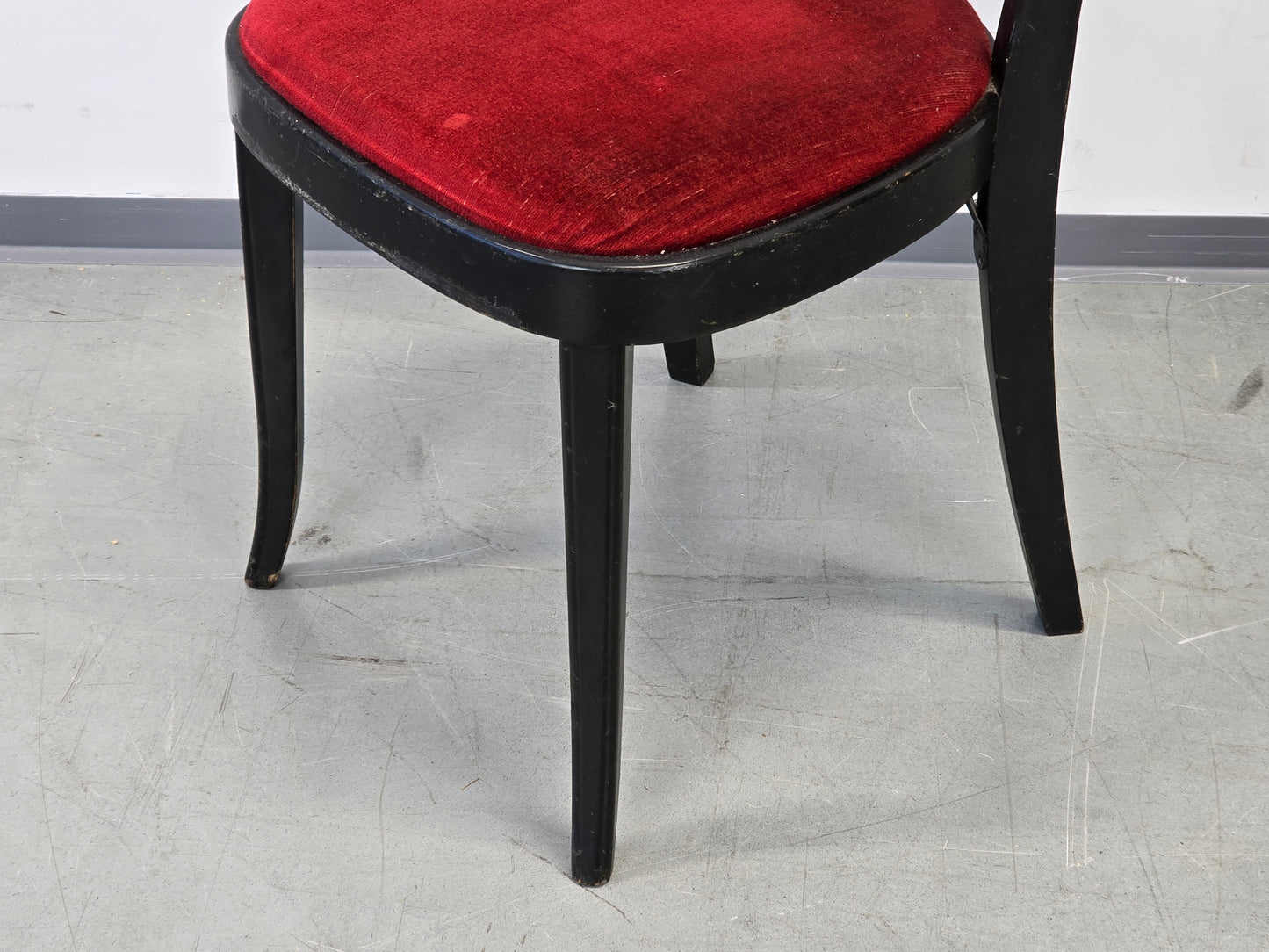 BISTRO STUHL Art Déco Vintage Schwarz Rot Samt Holzstuhl Esszimmer BN2
