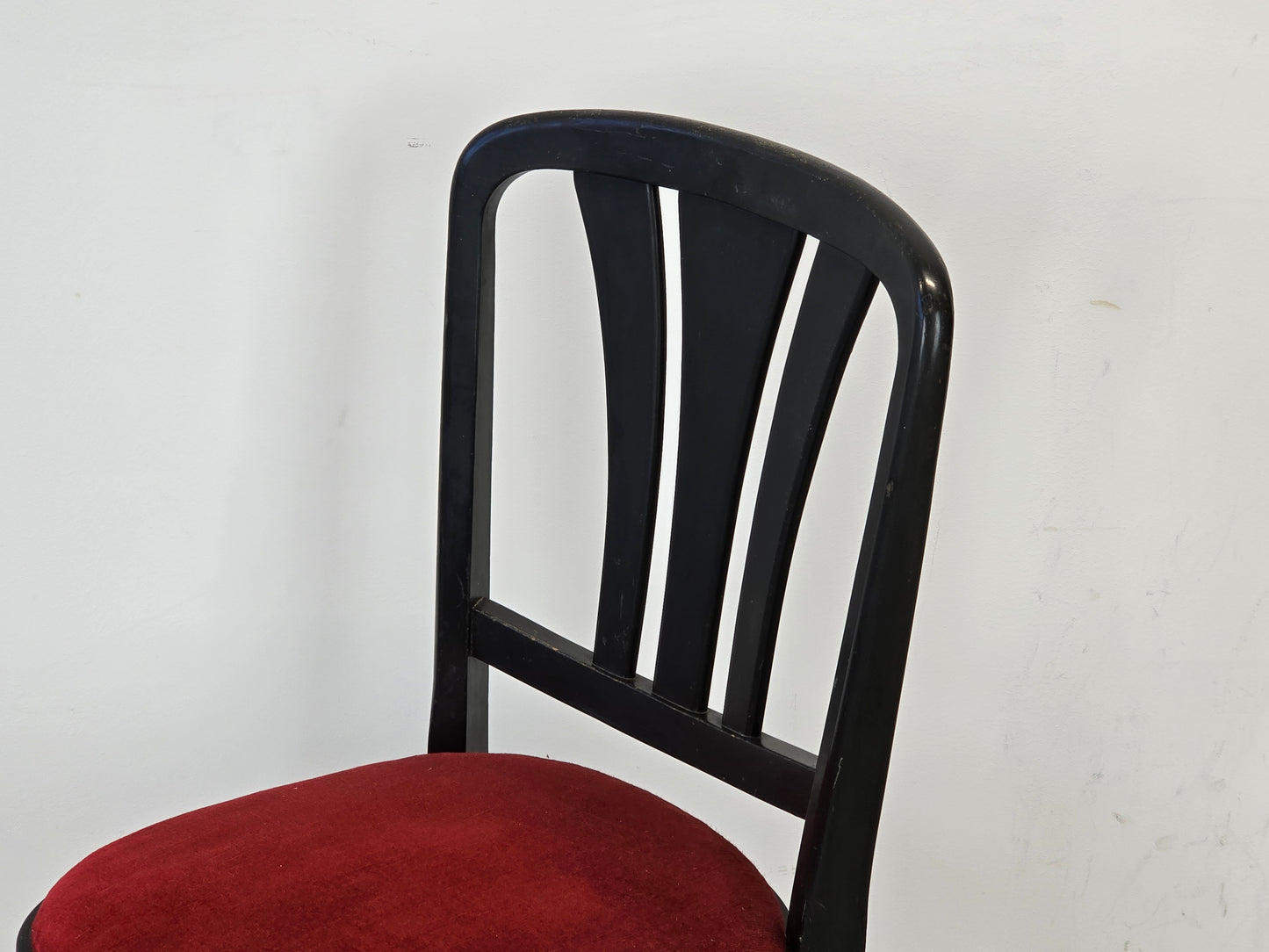 BISTRO STUHL Art Déco Vintage Schwarz Rot Samt Holzstuhl Esszimmer BN2