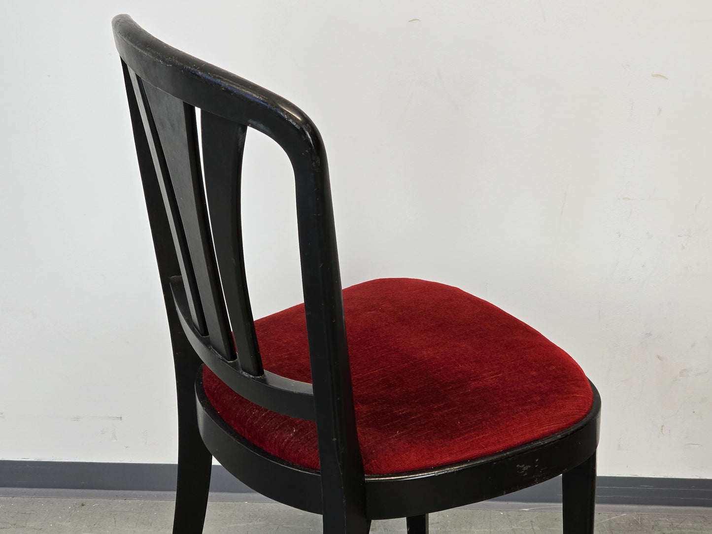 BISTRO STUHL Art Déco Vintage Schwarz Rot Samt Holzstuhl Esszimmer BN2