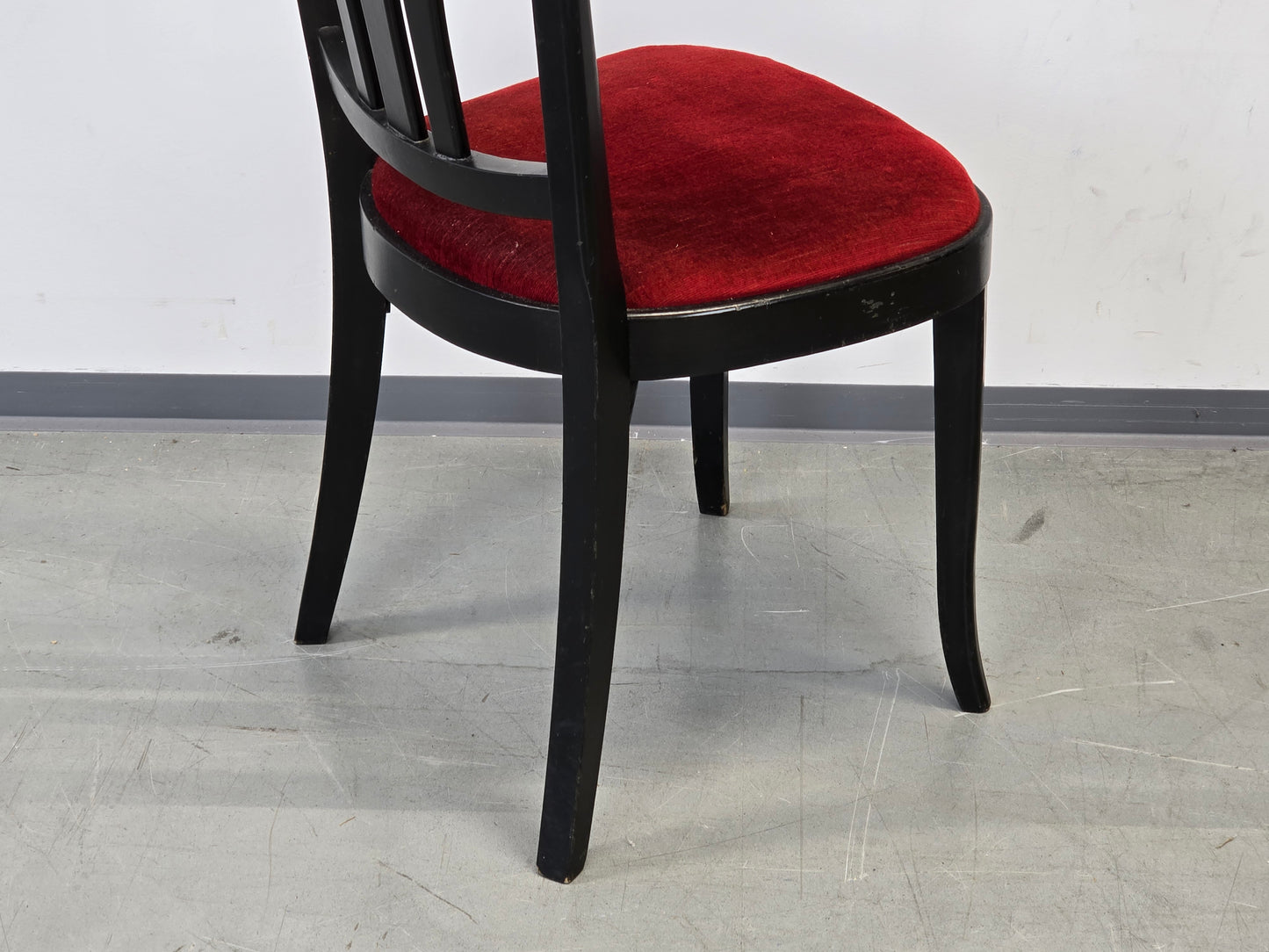BISTRO STUHL Art Déco Vintage Schwarz Rot Samt Holzstuhl Esszimmer BN2
