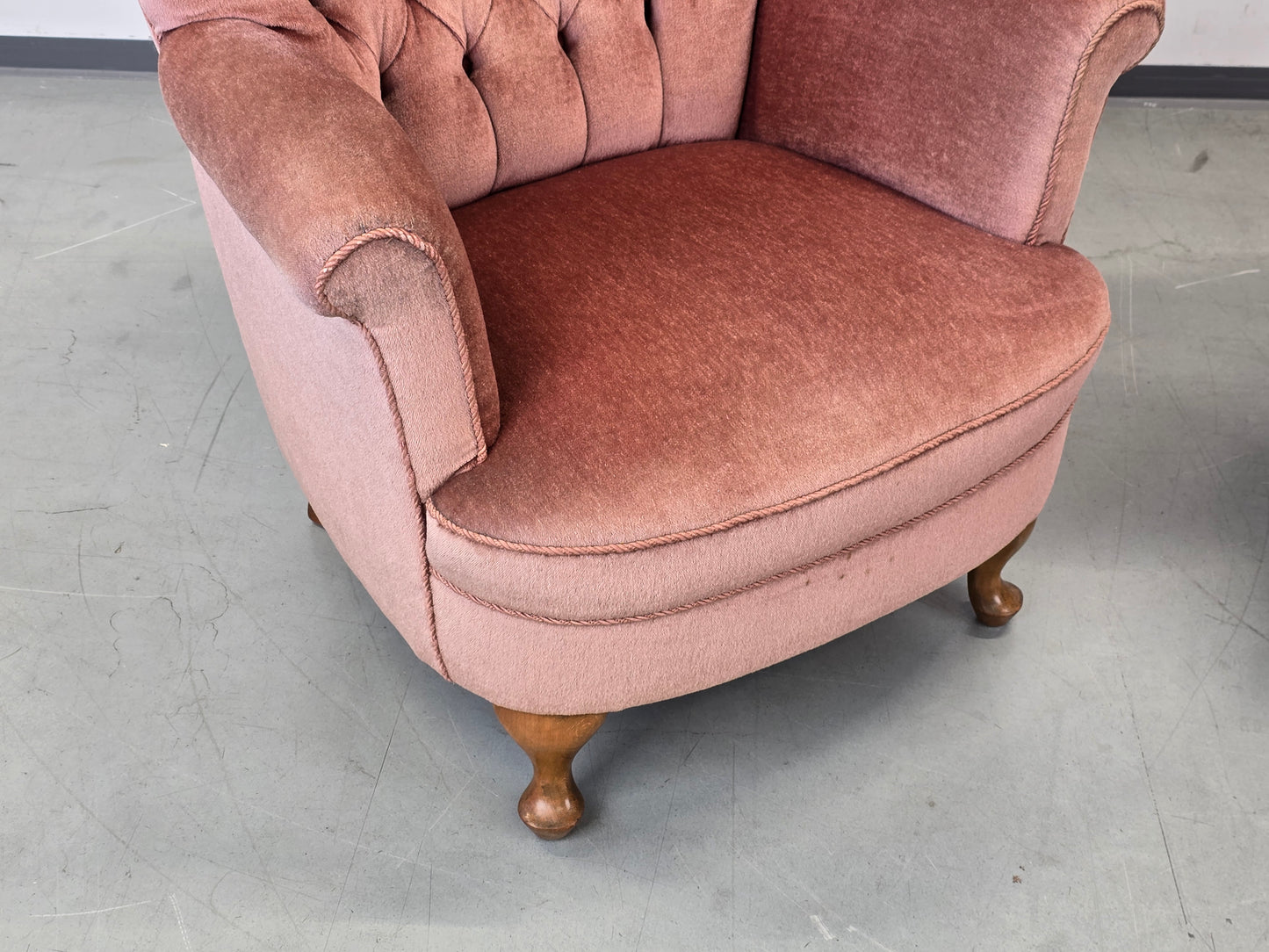 VINTAGE SESSEL Cocktailsessel Samt Rosa Mid Century 50er 60er Jahre Design