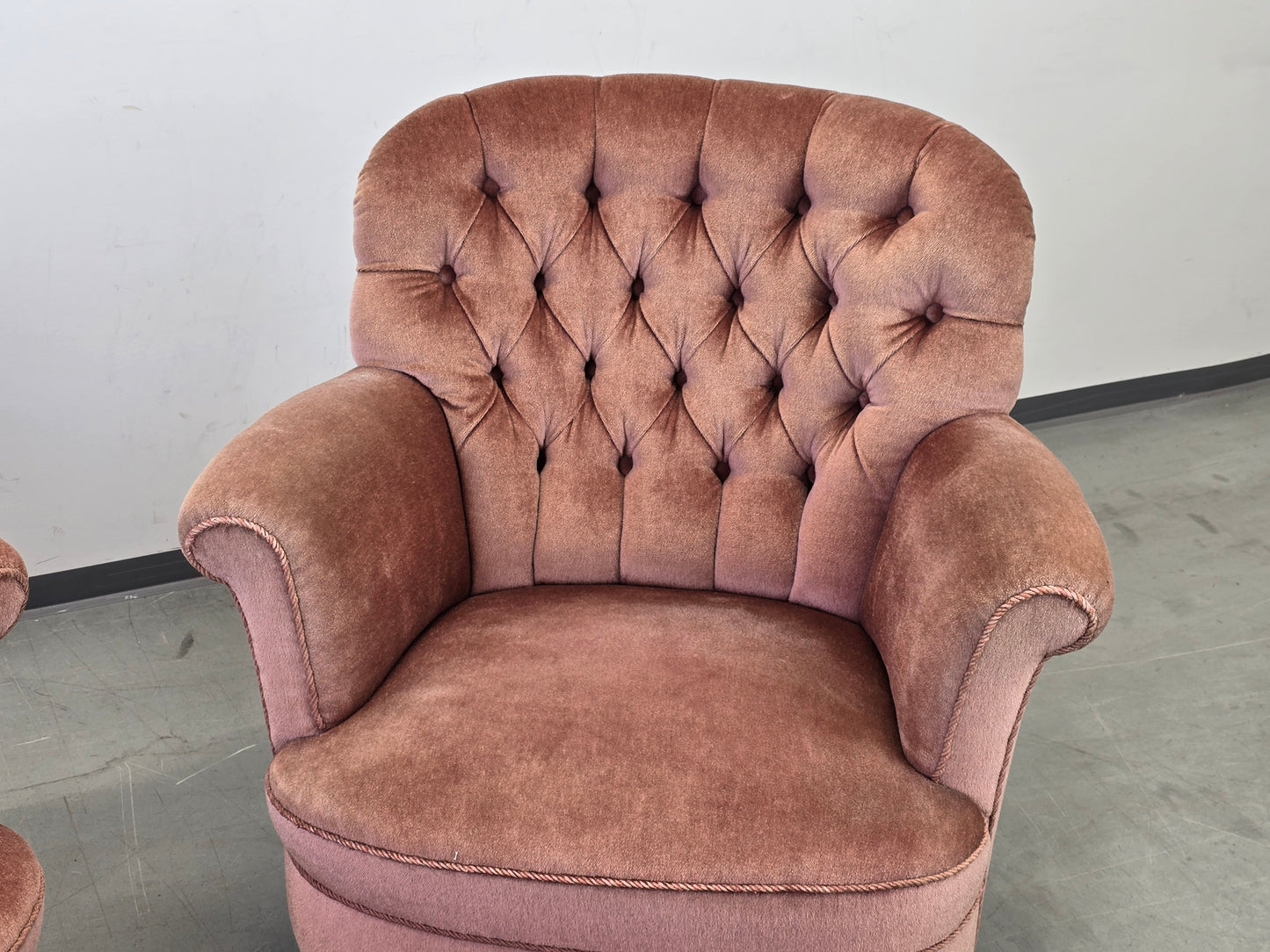 VINTAGE SESSEL Cocktailsessel Samt Rosa Mid Century 50er 60er Jahre Design