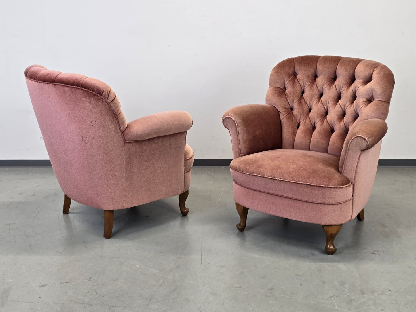 VINTAGE SESSEL Cocktailsessel Samt Rosa Mid Century 50er 60er Jahre Design