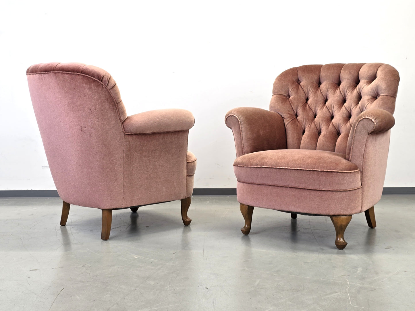 VINTAGE SESSEL Cocktailsessel Samt Rosa Mid Century 50er 60er Jahre Design