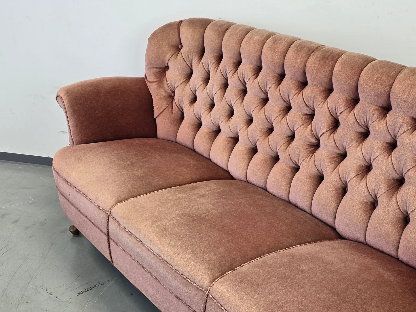 VINTAGE SOFA Samt Rosa 3-Sitzer Mid Century 50er 60er Jahre Design Retro Couch