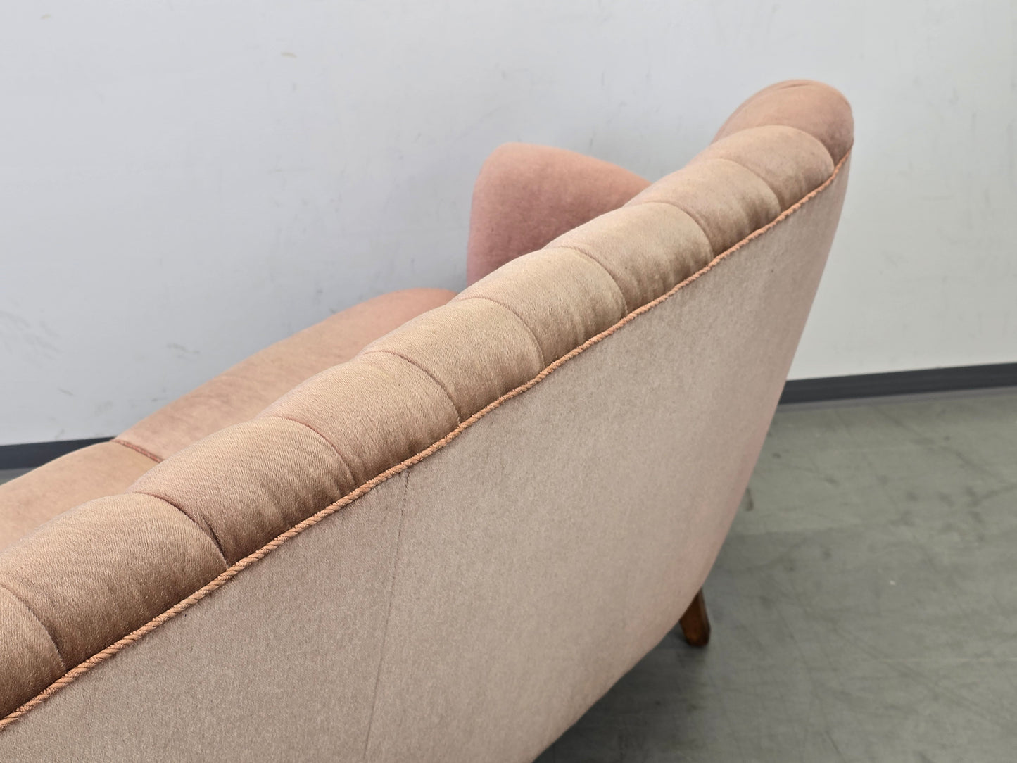 VINTAGE SOFA Samt Rosa 3-Sitzer Mid Century 50er 60er Jahre Design Retro Couch
