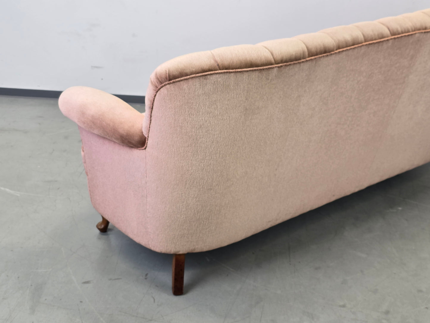 VINTAGE SOFA Samt Rosa 3-Sitzer Mid Century 50er 60er Jahre Design Retro Couch