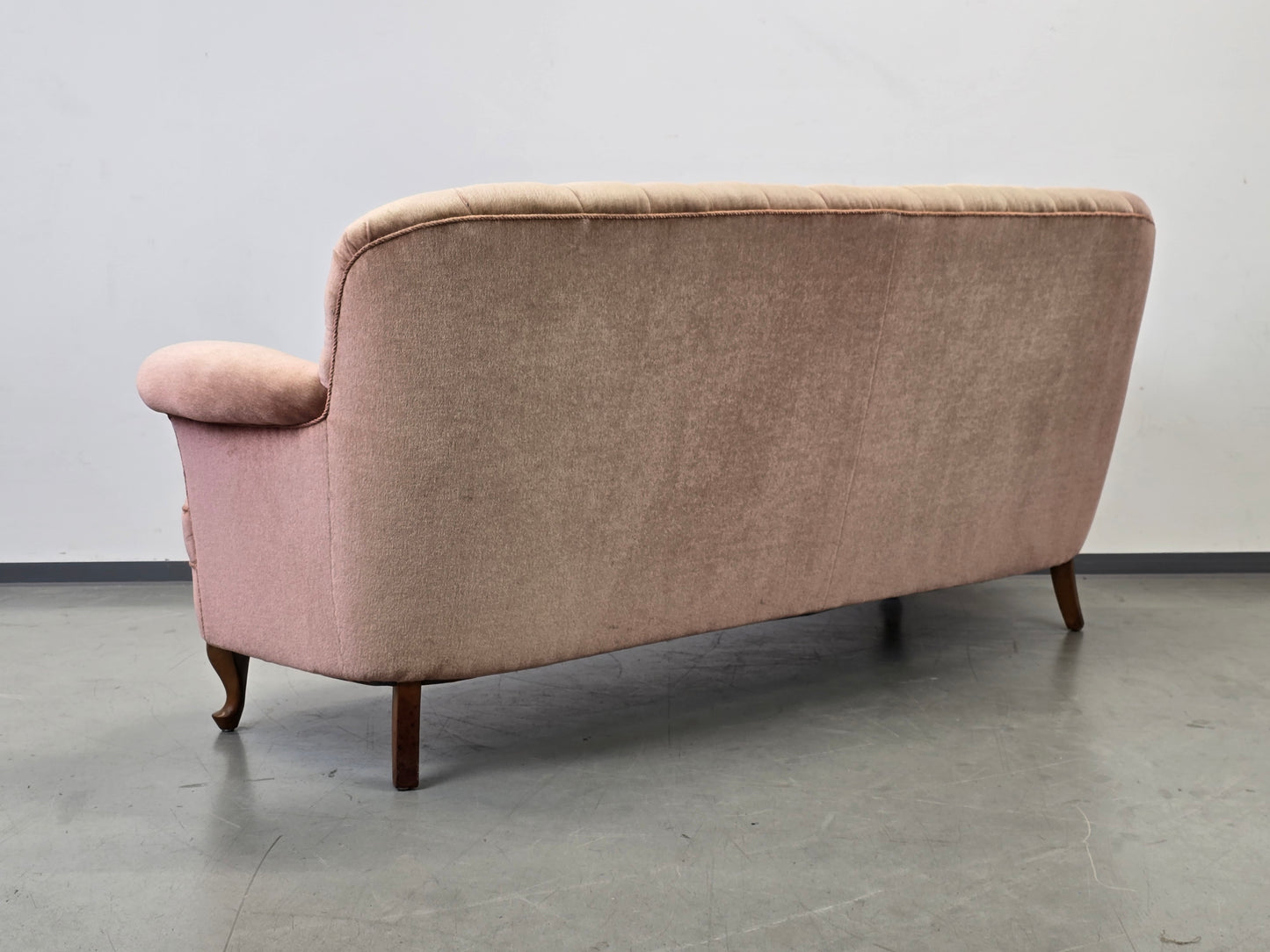 VINTAGE SOFA Samt Rosa 3-Sitzer Mid Century 50er 60er Jahre Design Retro Couch