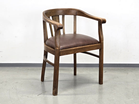 ANTIK STUHL Eiche Leder Schreibtischstuhl Banker Chair Armlehnstuhl Loft vintage