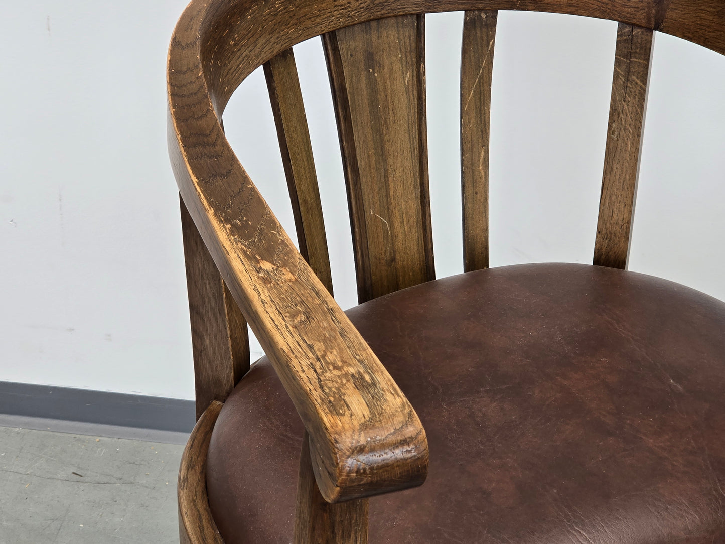 ANTIK STUHL Eiche Leder Schreibtischstuhl Banker Chair Armlehnstuhl Loft vintage