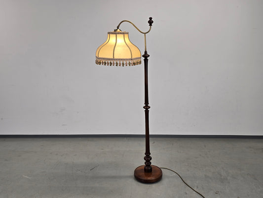 STEHLAMPE VINTAGE Holz Messing Stehleuchte Lampe Fransen Schirm Antik Retro