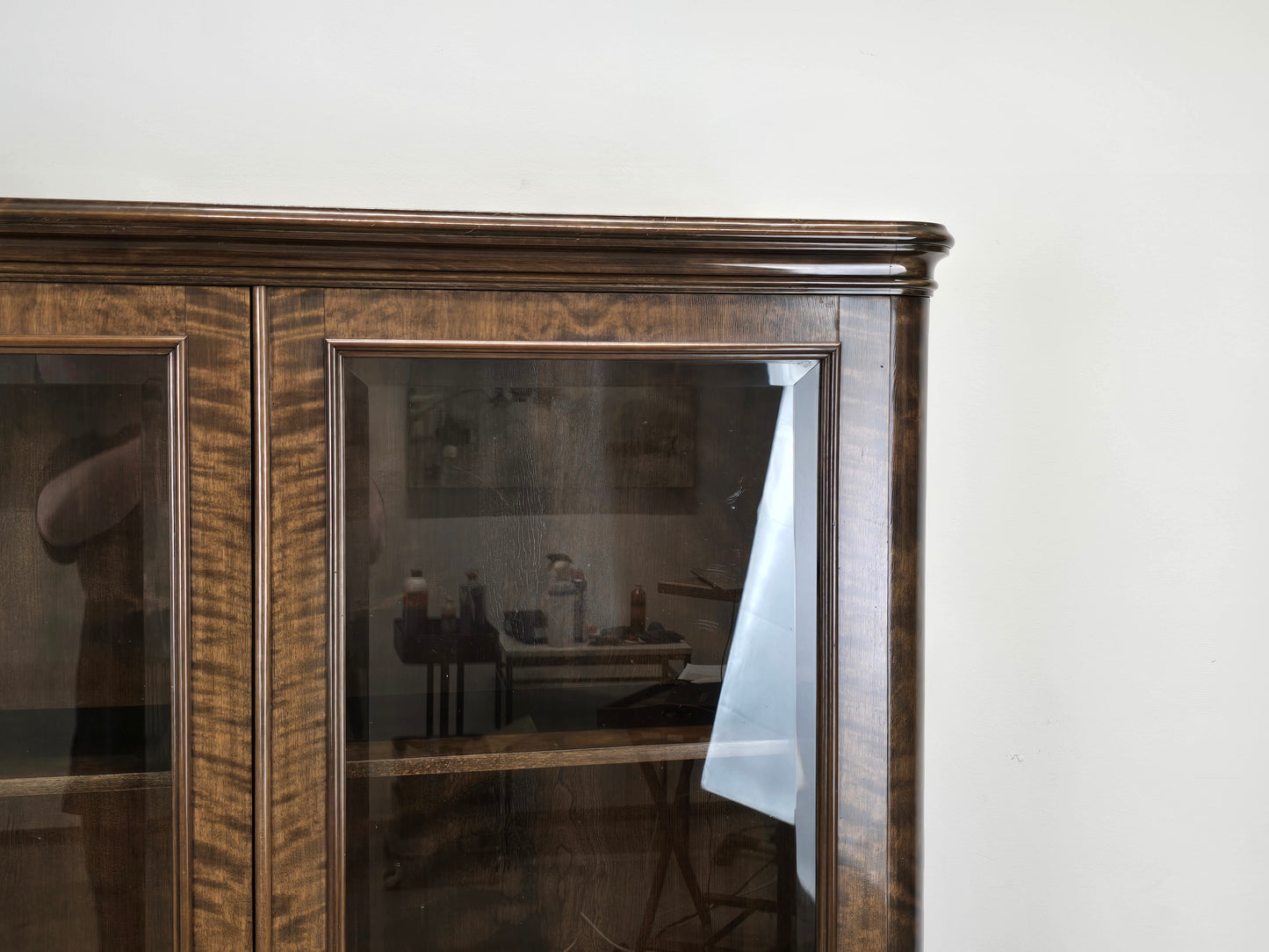 ANTIK VITRINE Bücherschrank Birke Furnier Biedermeier Stil Glasschrank Schrank