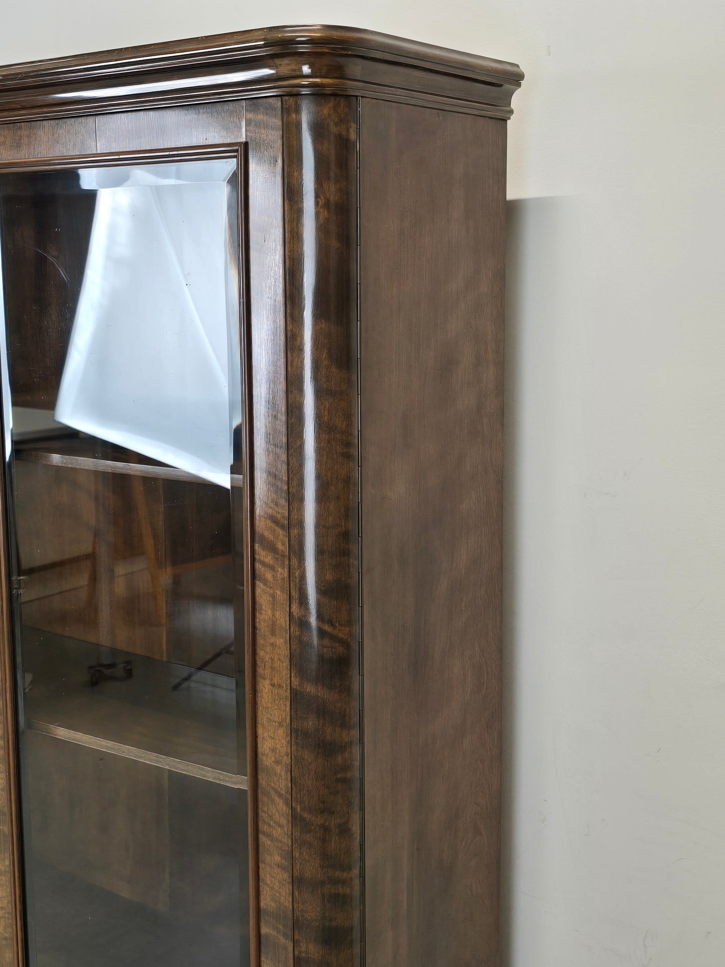 ANTIK VITRINE Bücherschrank Birke Furnier Biedermeier Stil Glasschrank Schrank