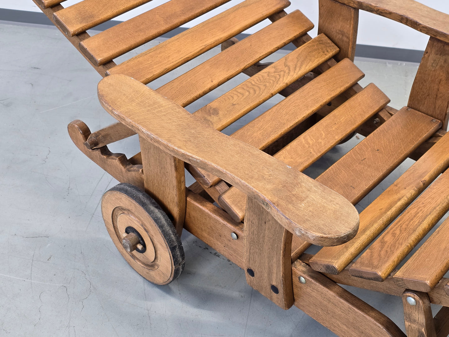 VINTAGE GARTENLIEGE Eiche Terrasse Liege Vintage Sonnenliege Pool Deckchair Holzliege