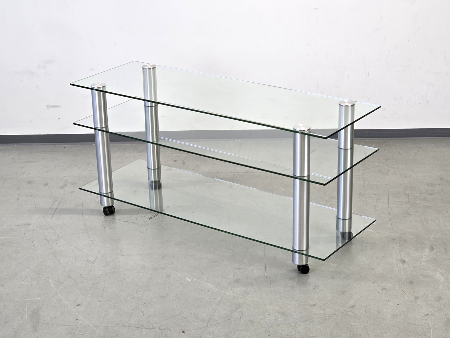 JUST-RACKS TV Rack Glas Aluminium Rollen Spectral Phonomöbel Lowboard High-End