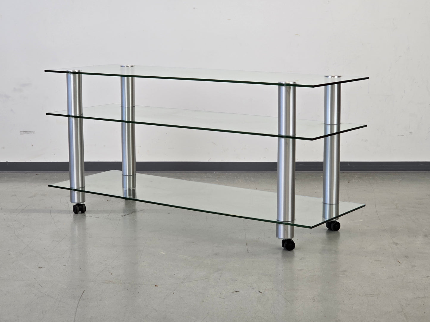 JUST-RACKS TV Rack Glas Aluminium Rollen Spectral Phonomöbel Lowboard High-End