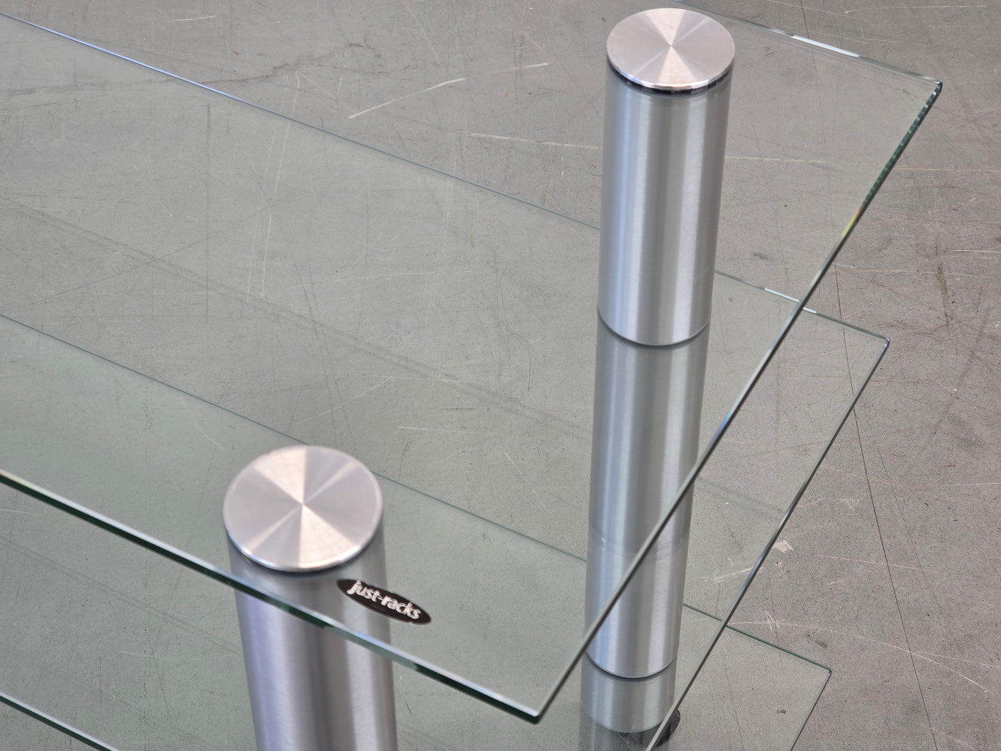JUST-RACKS TV Rack Glas Aluminium Rollen Spectral Phonomöbel Lowboard High-End