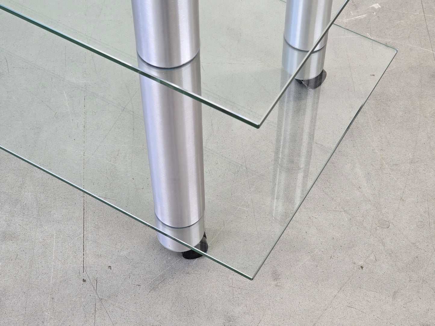 JUST-RACKS TV Rack Glas Aluminium Rollen Spectral Phonomöbel Lowboard High-End