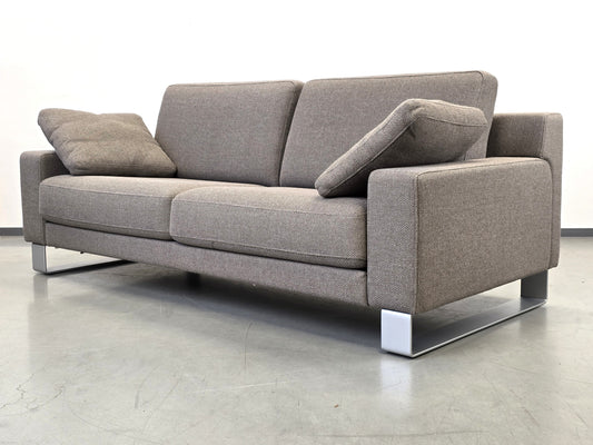 ROLF BENZ EGO Designer Sofa Couch Grau Stoff Metallkufen 201cm Modern