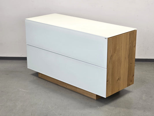 VOGLAUER SIDEBOARD Kommode Schubladen Designer Eiche Massivholz Glas weiß Highboard