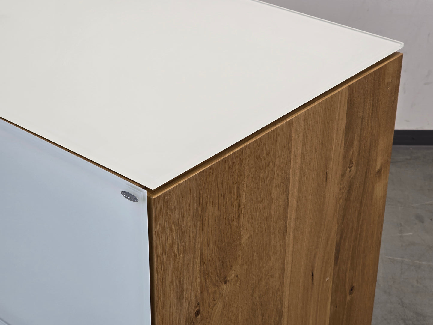 VOGLAUER SIDEBOARD Kommode Schubladen Designer Eiche Massivholz Glas weiß Highboard