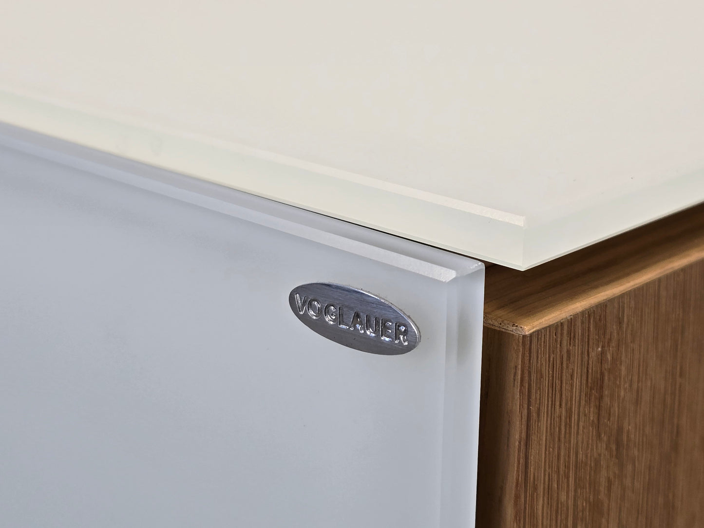 VOGLAUER SIDEBOARD Kommode Schubladen Designer Eiche Massivholz Glas weiß Highboard