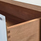 VOGLAUER SIDEBOARD Kommode Schubladen Designer Eiche Massivholz Glas weiß Highboard