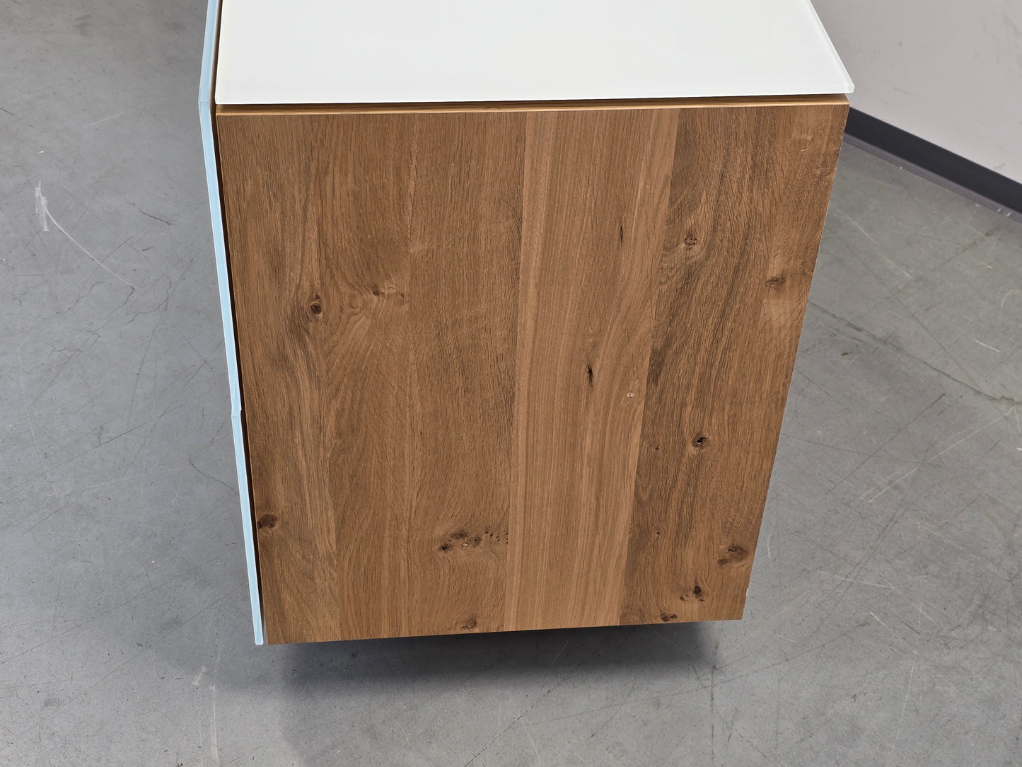 VOGLAUER SIDEBOARD Kommode Schubladen Designer Eiche Massivholz Glas weiß Highboard