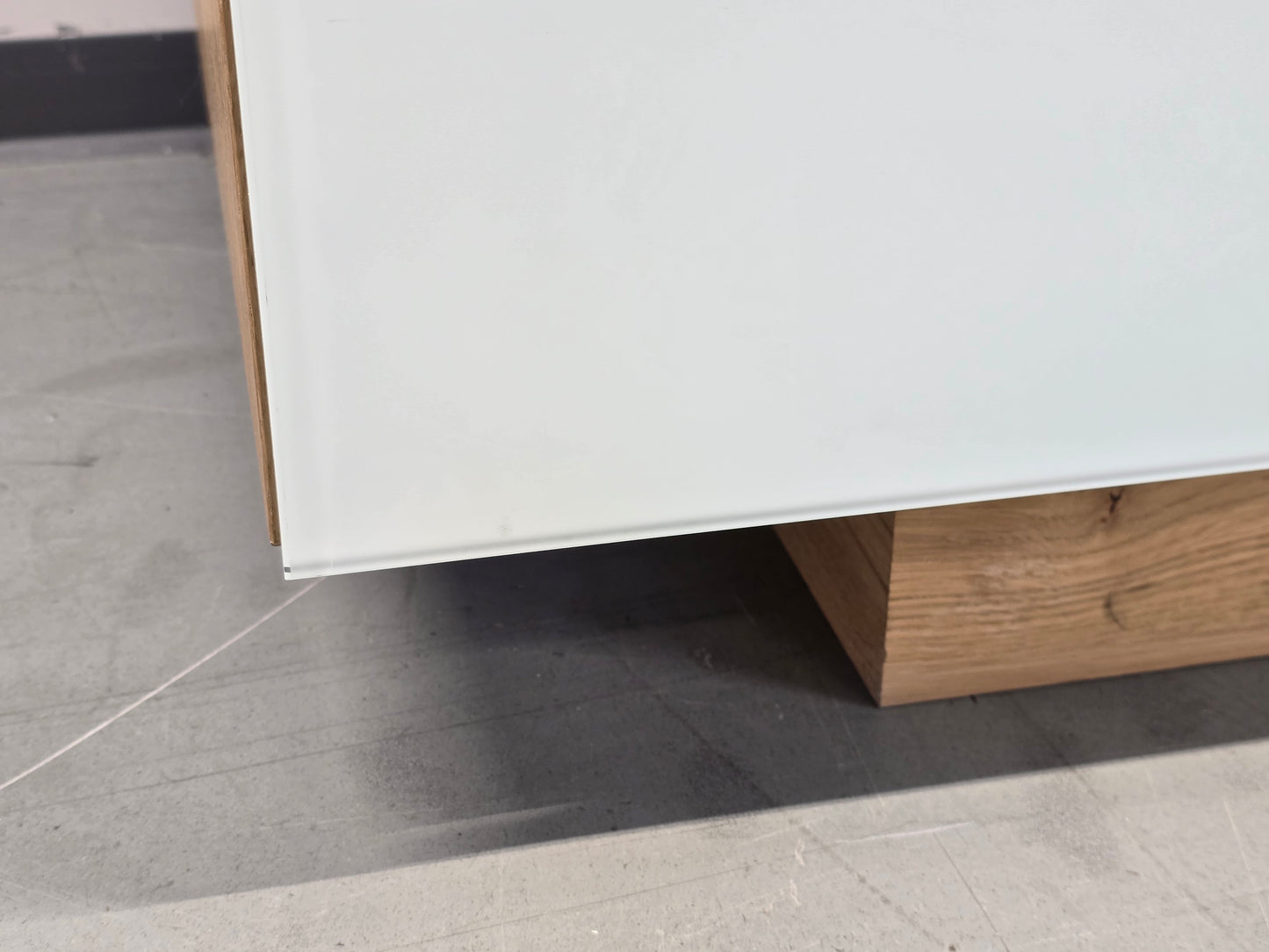 VOGLAUER SIDEBOARD Kommode Schubladen Designer Eiche Massivholz Glas weiß Highboard