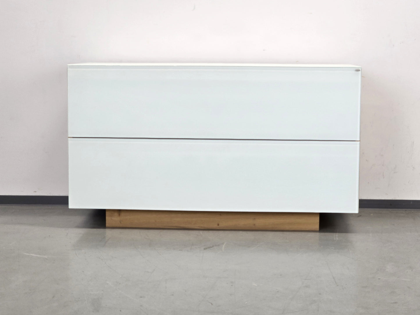 VOGLAUER SIDEBOARD Kommode Schubladen Designer Eiche Massivholz Glas weiß Highboard