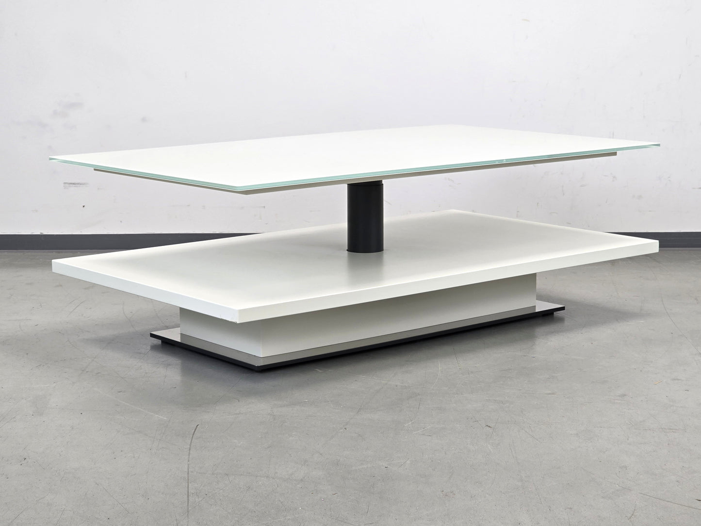 HÜLSTA COUCHTISCH CT 110 höhenverstellbar Glas weiß Liftfunktion Design