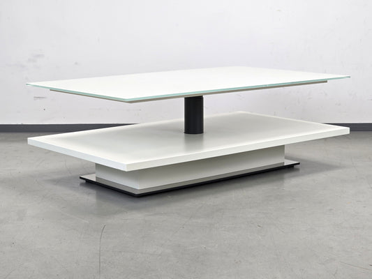 HÜLSTA COUCHTISCH CT 110 höhenverstellbar Glas weiß Liftfunktion Design